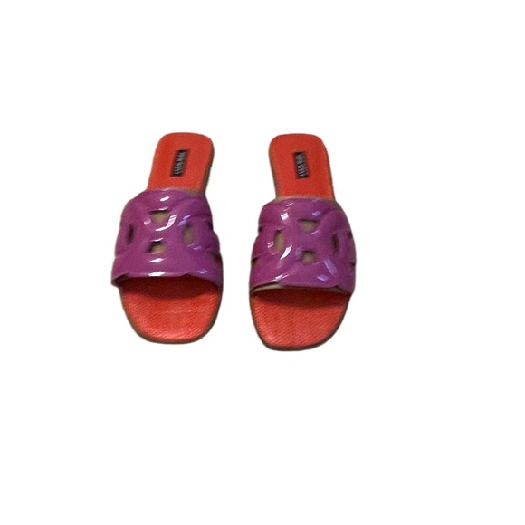 NWOT Nine West Geena Flat Slide Sandals, Dark Pink Fuchsia, Size 11M - Picture 2 of 12
